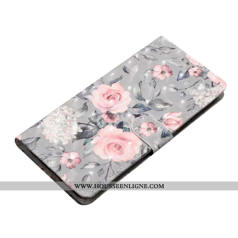 Housse Oppo A98 5G Fleurs Roses à Lanière