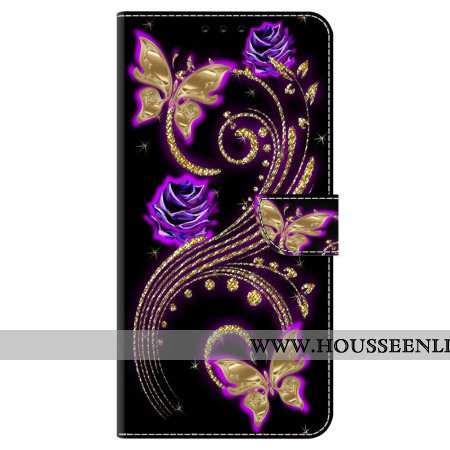 Housse Oppo A98 5G Fleurs Violettes et Papillons