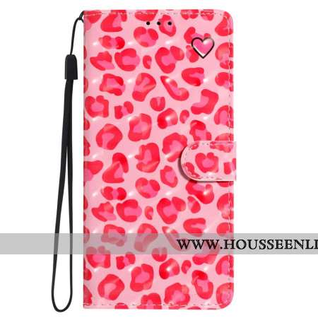 Housse Oppo A98 5G Léopard Rose 3D à Lanière