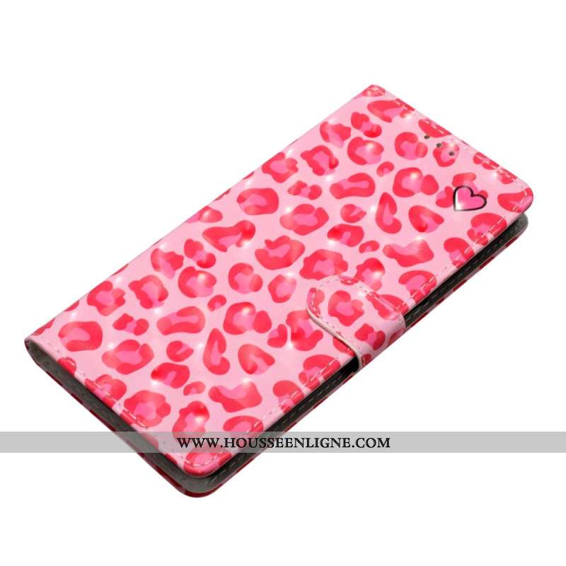 Housse Oppo A98 5G Léopard Rose 3D à Lanière