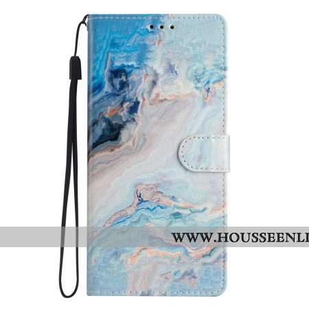 Housse Oppo A98 5G Marbre Bleu à Lanière