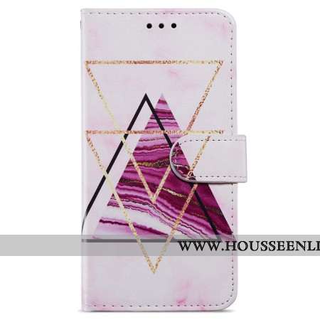 Housse Oppo A98 5G Marbre Tri-Couleur à Lanière