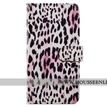 Housse Oppo A98 5G Motif Léopard à Lanière