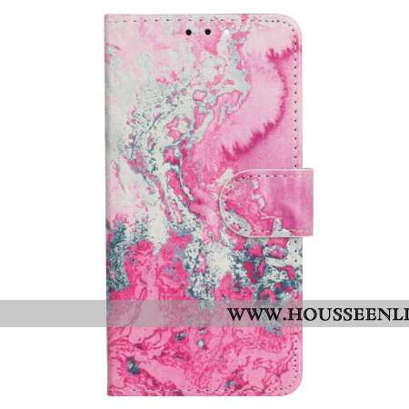 Housse Oppo A98 5G Motif Marbre Rose et Argent