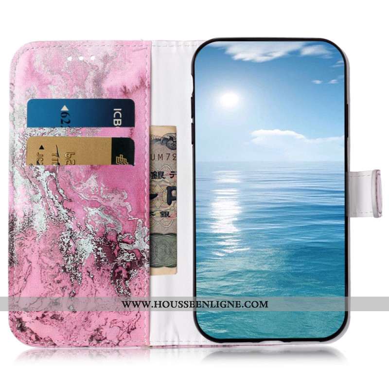 Housse Oppo A98 5G Motif Marbre Rose et Argent