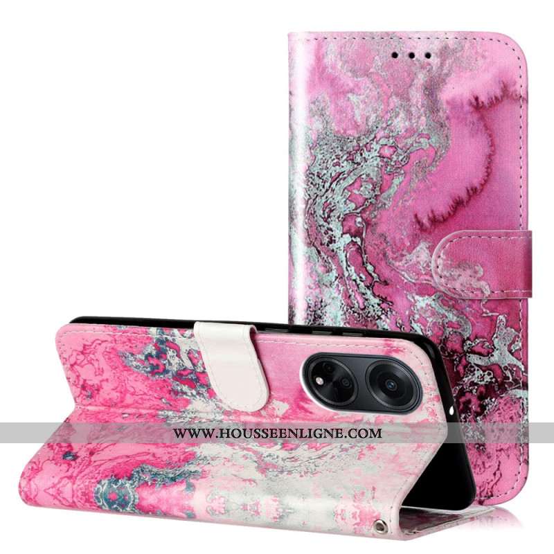 Housse Oppo A98 5G Motif Marbre Rose et Argent