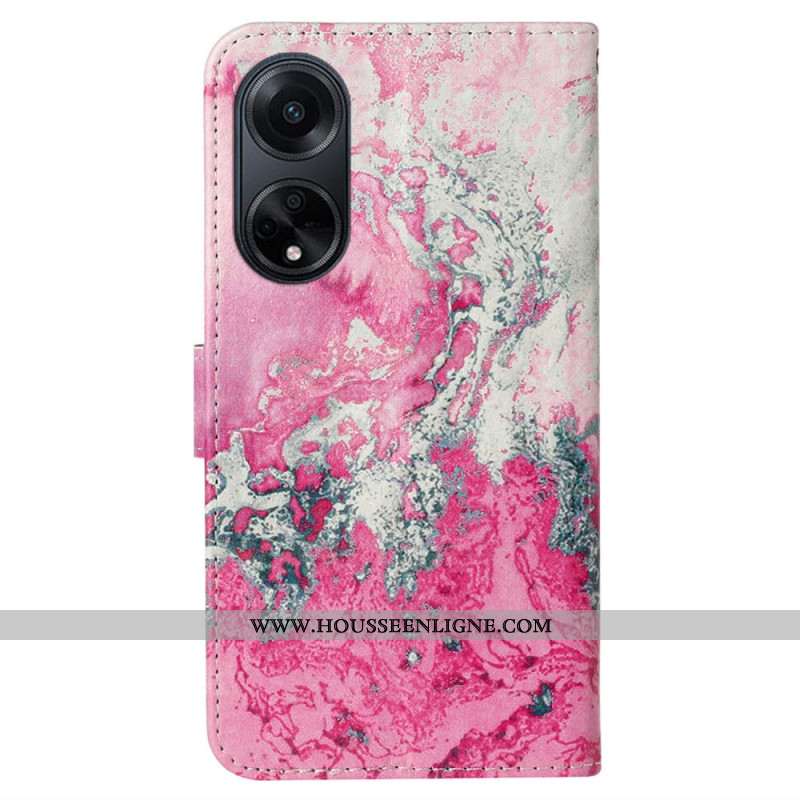 Housse Oppo A98 5G Motif Marbre Rose et Argent