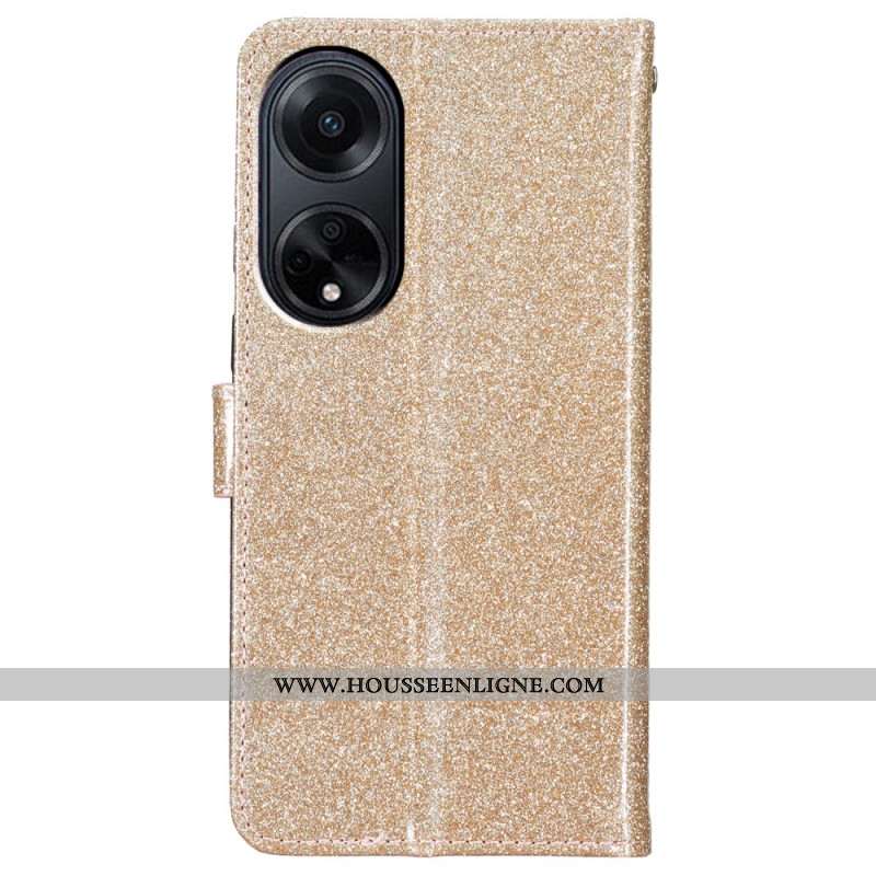 Housse Oppo A98 5G Paillettes à Lanière