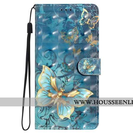 Housse Oppo A98 5G Papillons 3D à Lanière