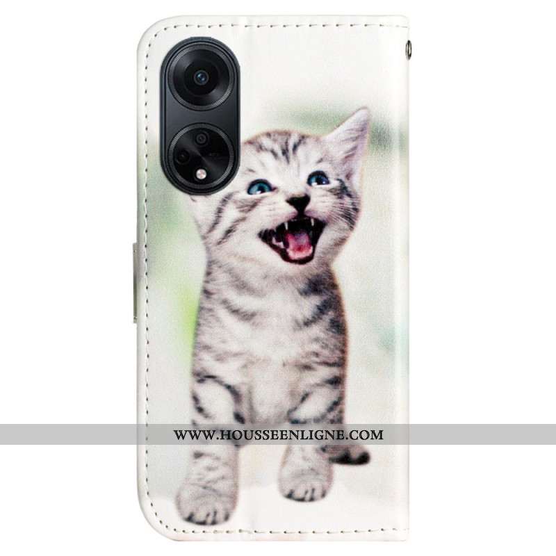 Housse Oppo A98 5G Petit Chaton à Lanière