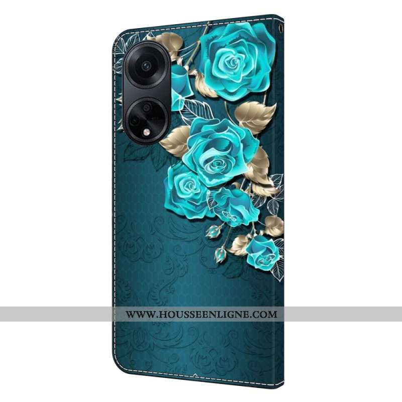 Housse Oppo A98 5G Roses Bleues