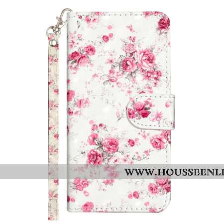 Housse Oppo A98 5G Roses à Lanière