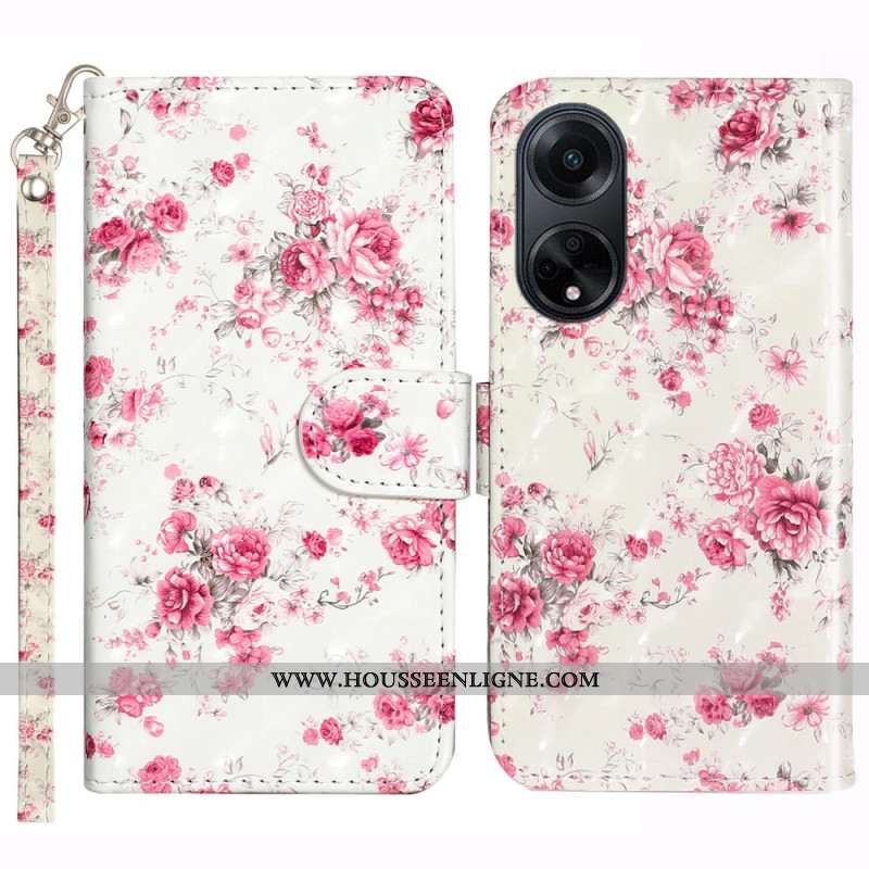 Housse Oppo A98 5G Roses à Lanière