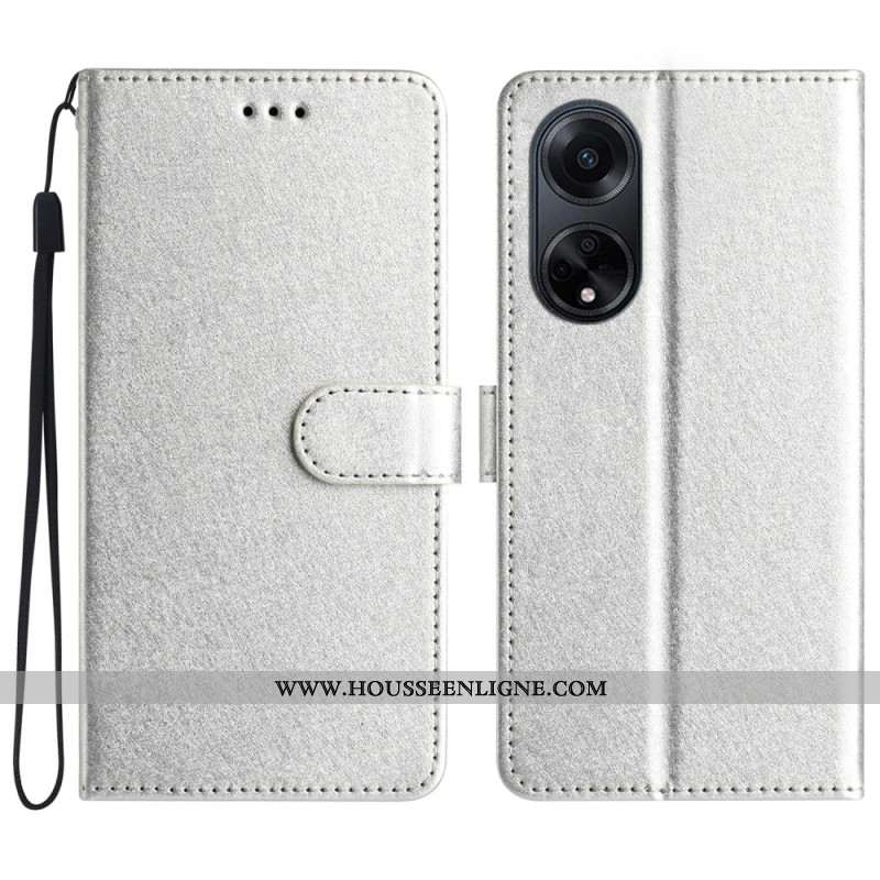 Housse Oppo A98 5G Texture Soie à Lanière