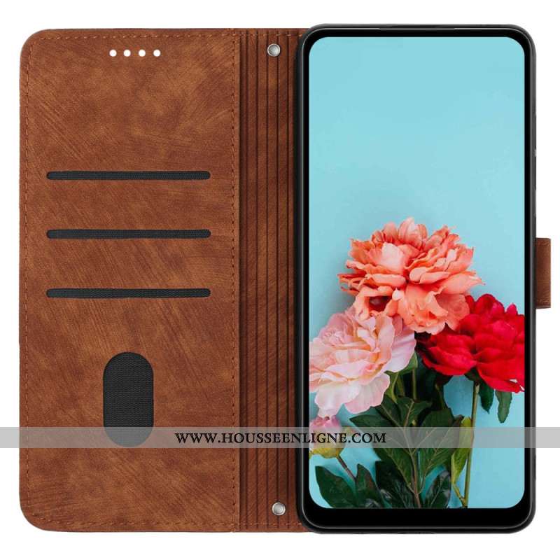 Housse Oppo Ren0 11F 5G Lignes Graphiques à Lanière