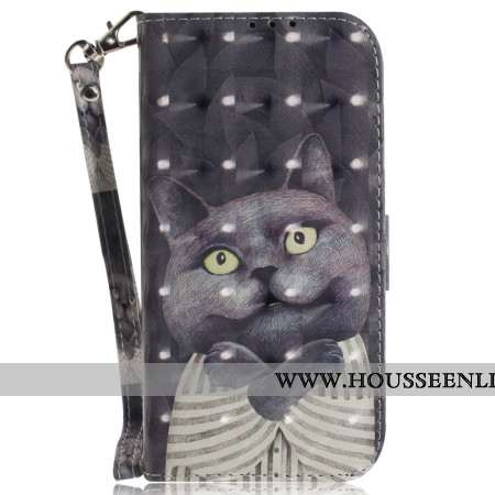 Housse Oppo Reno 11 5G Chat Gris à Lanière