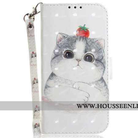 Housse Oppo Reno 11 5G Chat et Fraise à Lanière