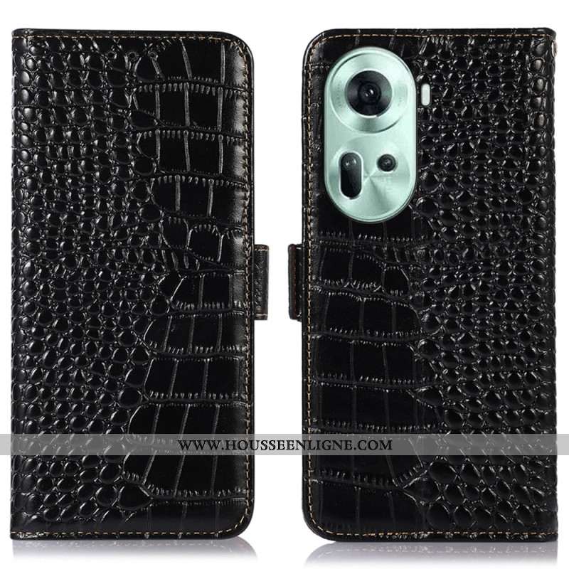 Housse Oppo Reno 11 5G Cuir Texture Crocodile