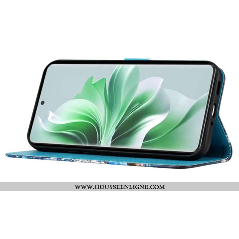 Housse Oppo Reno 11 5G Fleur de Mandala à Lanière