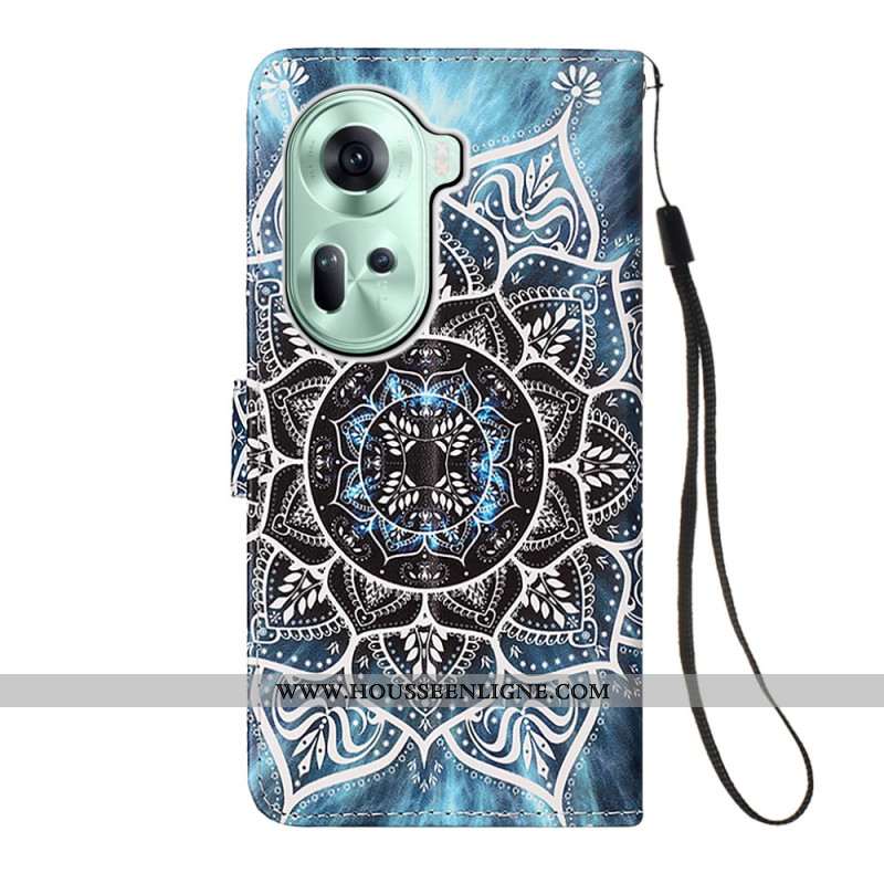 Housse Oppo Reno 11 5G Fleur de Mandala à Lanière