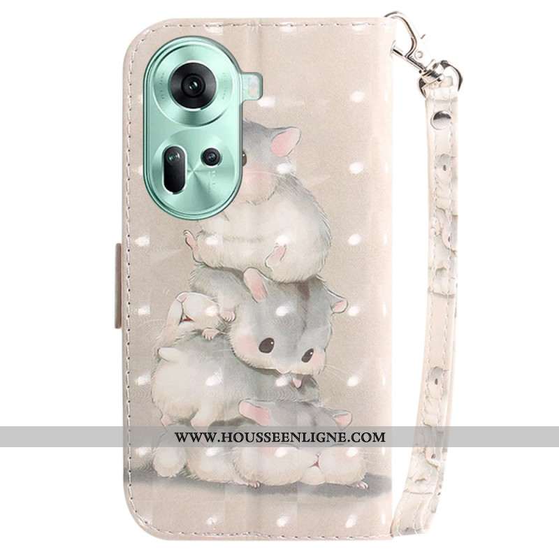 Housse Oppo Reno 11 5G Hamsters à Lanière