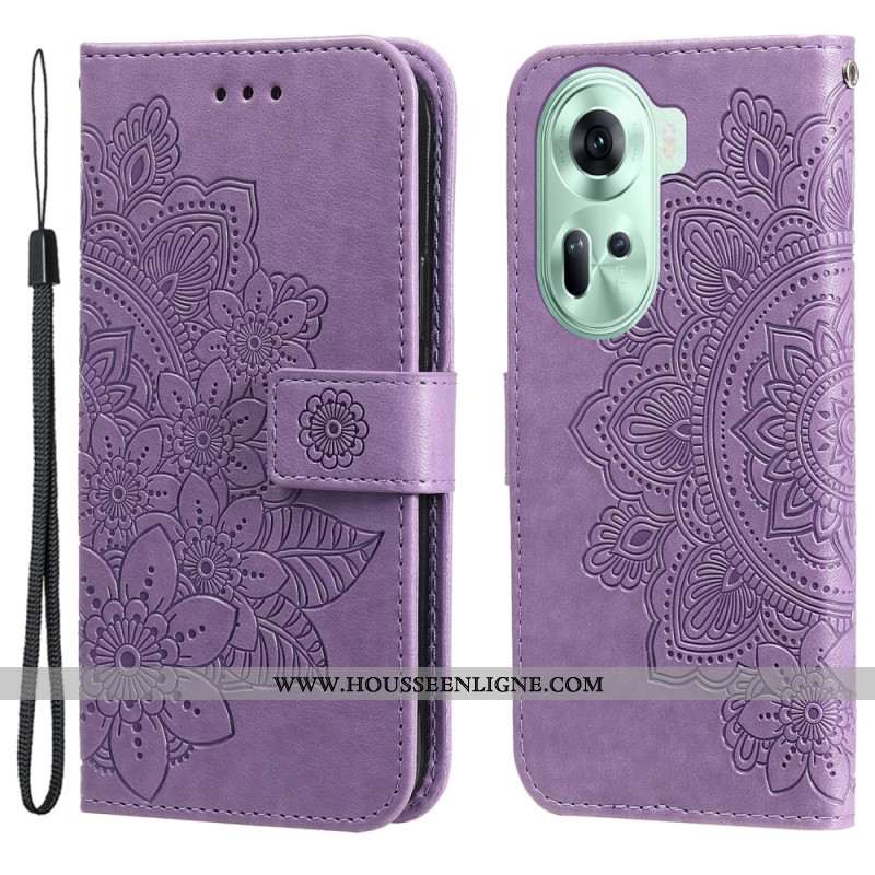 Housse Oppo Reno 11 5G Motif Floral à Lanière