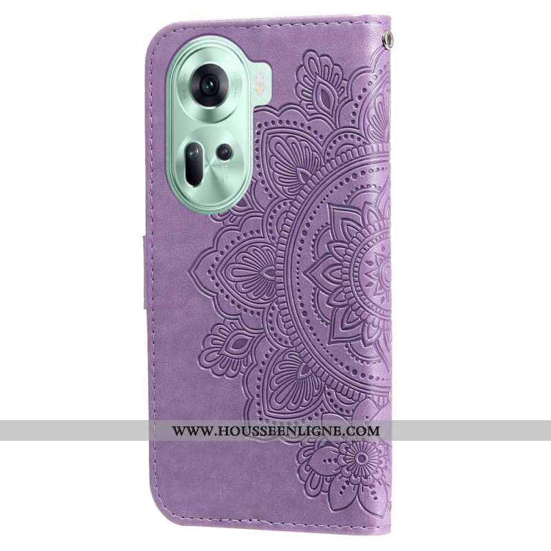 Housse Oppo Reno 11 5G Motif Floral à Lanière