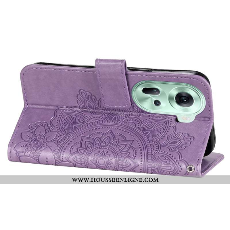 Housse Oppo Reno 11 5G Motif Floral à Lanière