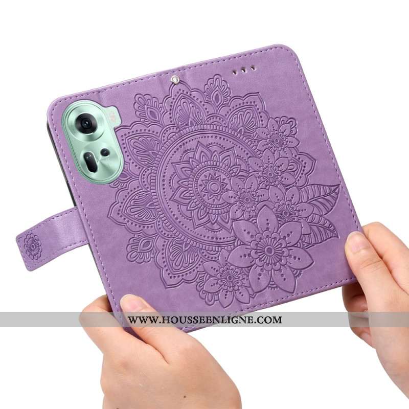 Housse Oppo Reno 11 5G Motif Floral à Lanière