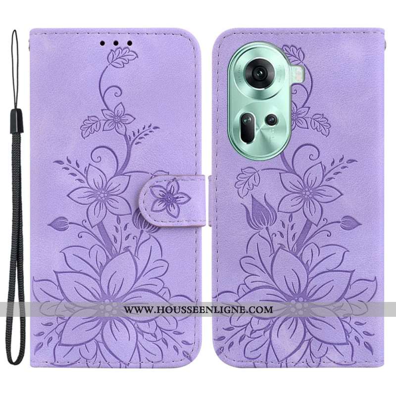 Housse Oppo Reno 11 5G Motif Floral à Lanière