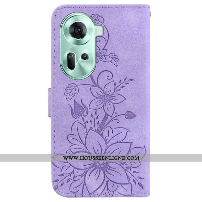 Housse Oppo Reno 11 5G Motif Floral à Lanière