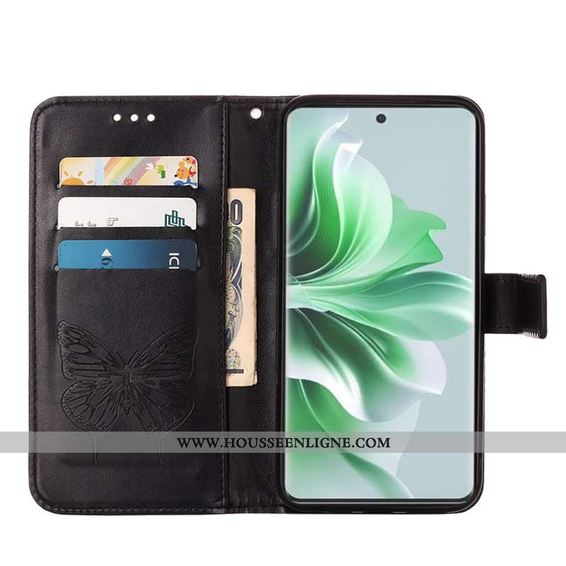 Housse Oppo Reno 11 5G Papillon Floral à Lanière