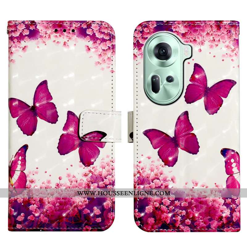 Housse Oppo Reno 11 5G Papillons Roses