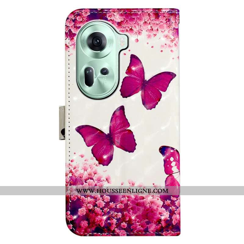 Housse Oppo Reno 11 5G Papillons Roses