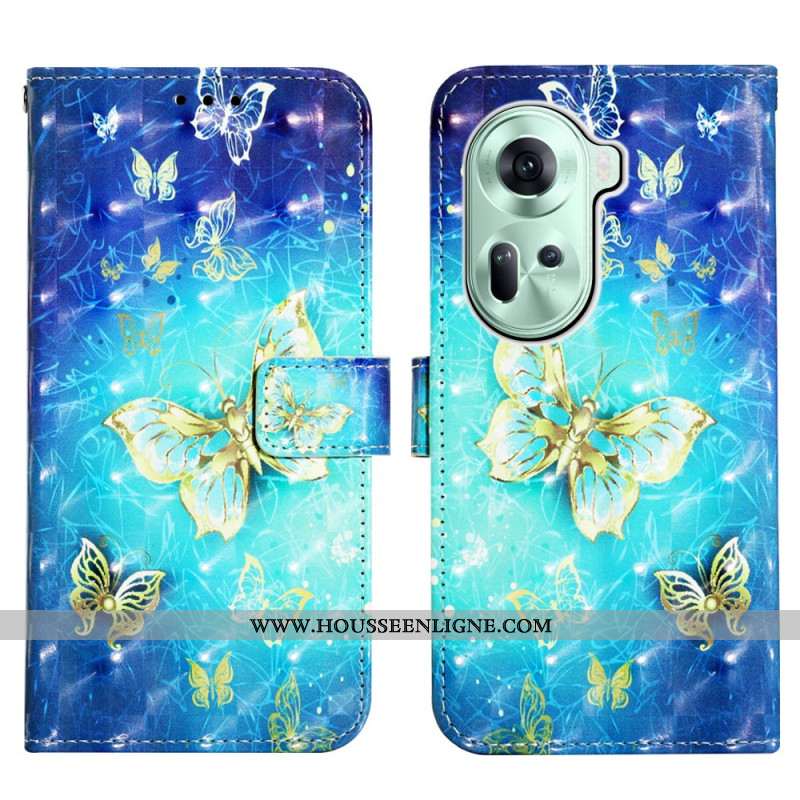 Housse Oppo Reno 11 5G Papillons dorés