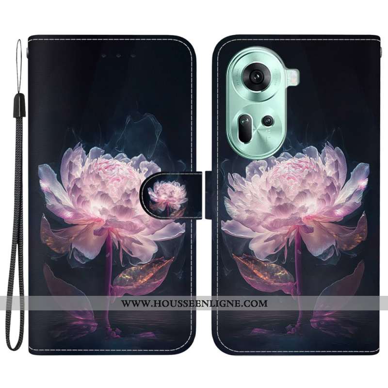 Housse Oppo Reno 11 5G Pivoine Pourpre à Lanière