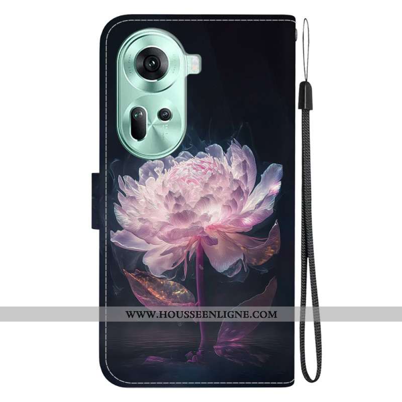 Housse Oppo Reno 11 5G Pivoine Pourpre à Lanière