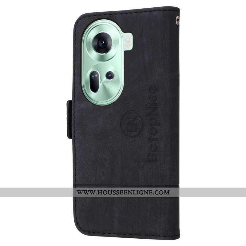 Housse Oppo Reno 11 5G Porte-Carte Frontal et Lanière BETOPNICE