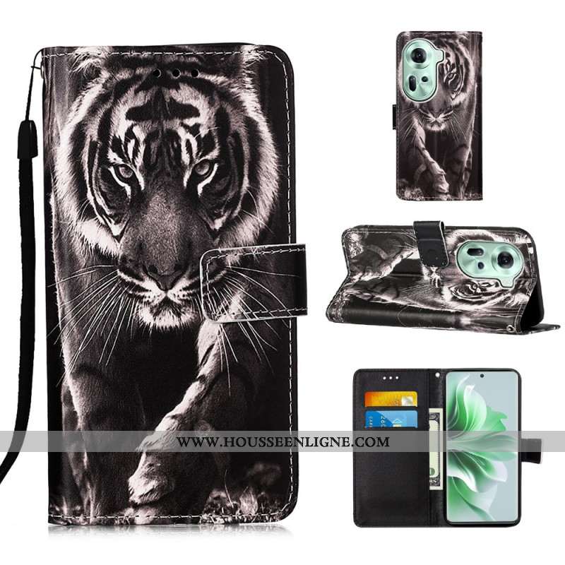 Housse Oppo Reno 11 5G Tigre à Lanière