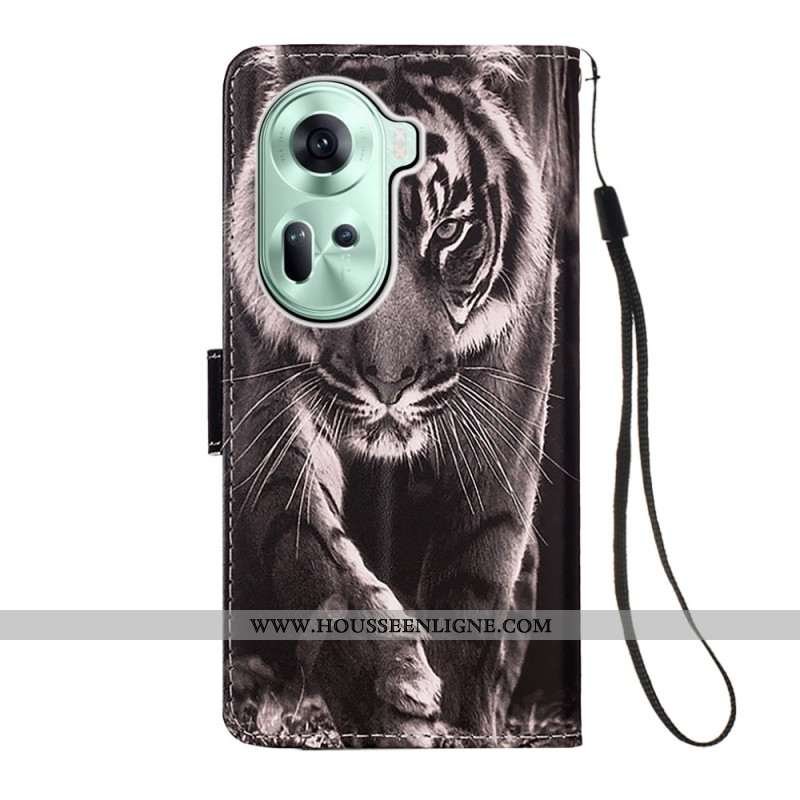 Housse Oppo Reno 11 5G Tigre à Lanière