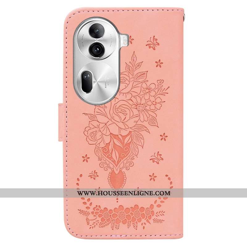 Housse Oppo Reno 11 Pro 5G Motif Floral à Lanière