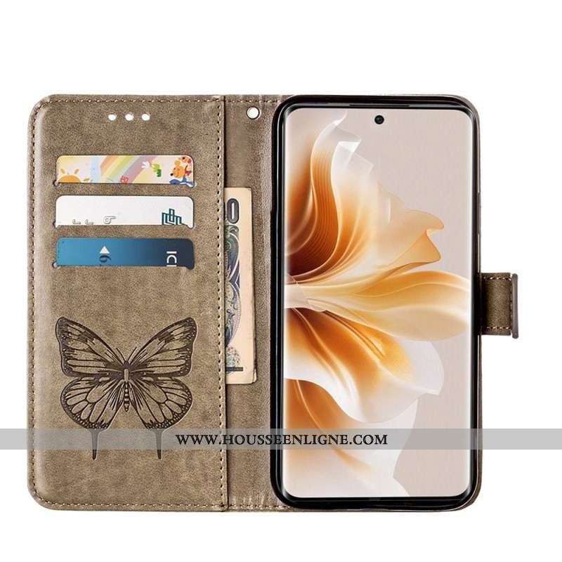 Housse Oppo Reno 11 Pro 5G Papillon Floral à Lanière