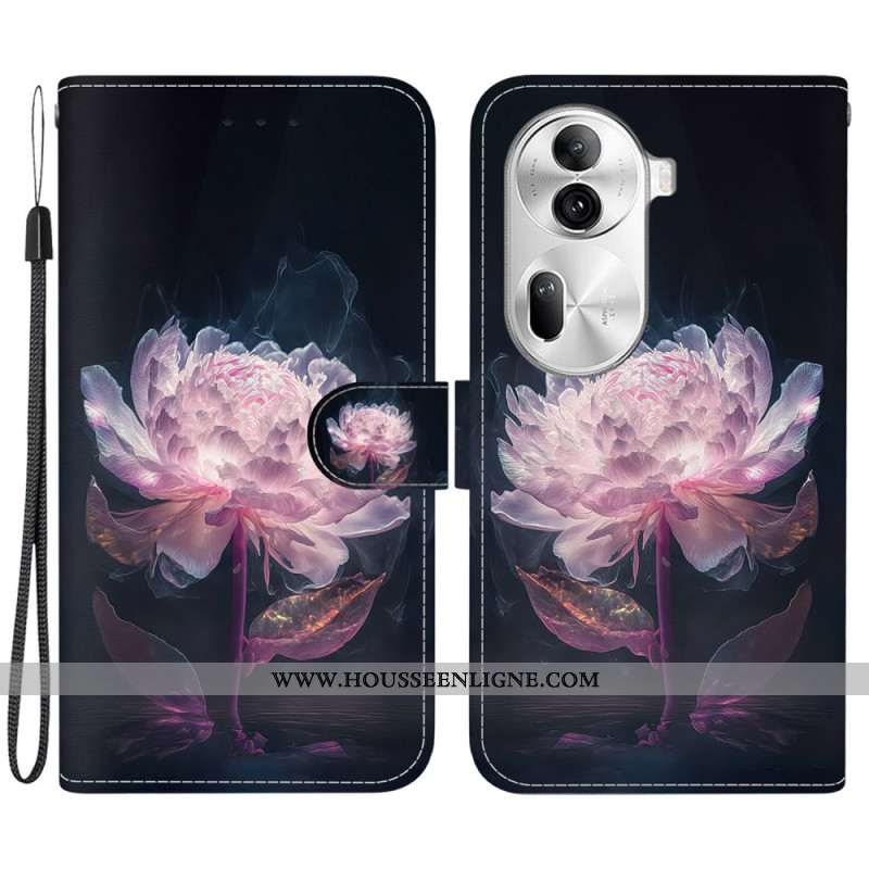 Housse Oppo Reno 11 Pro 5G Pivoine Pourpre à Lanière