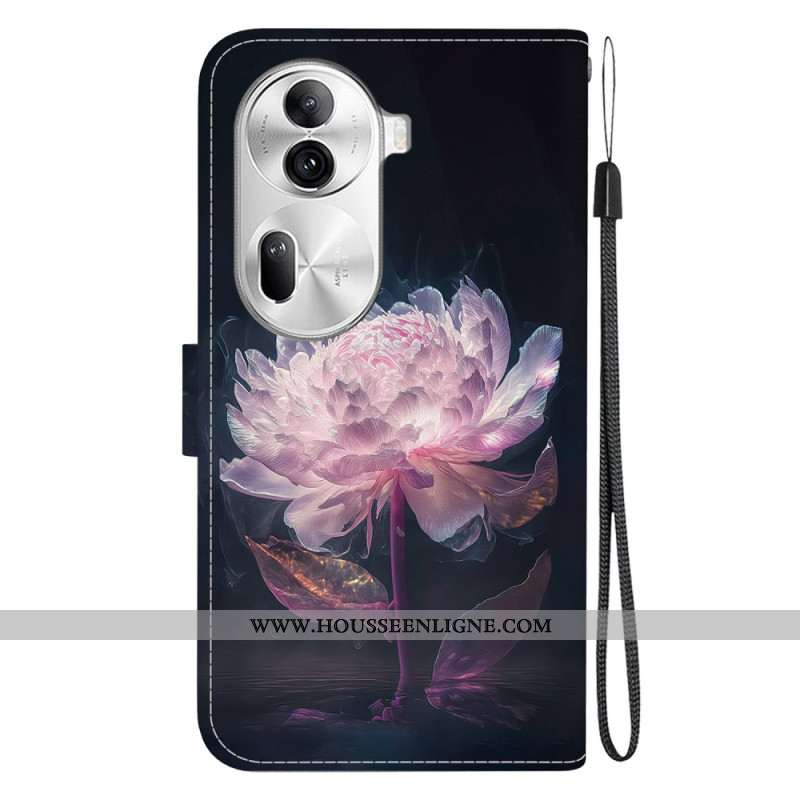 Housse Oppo Reno 11 Pro 5G Pivoine Pourpre à Lanière