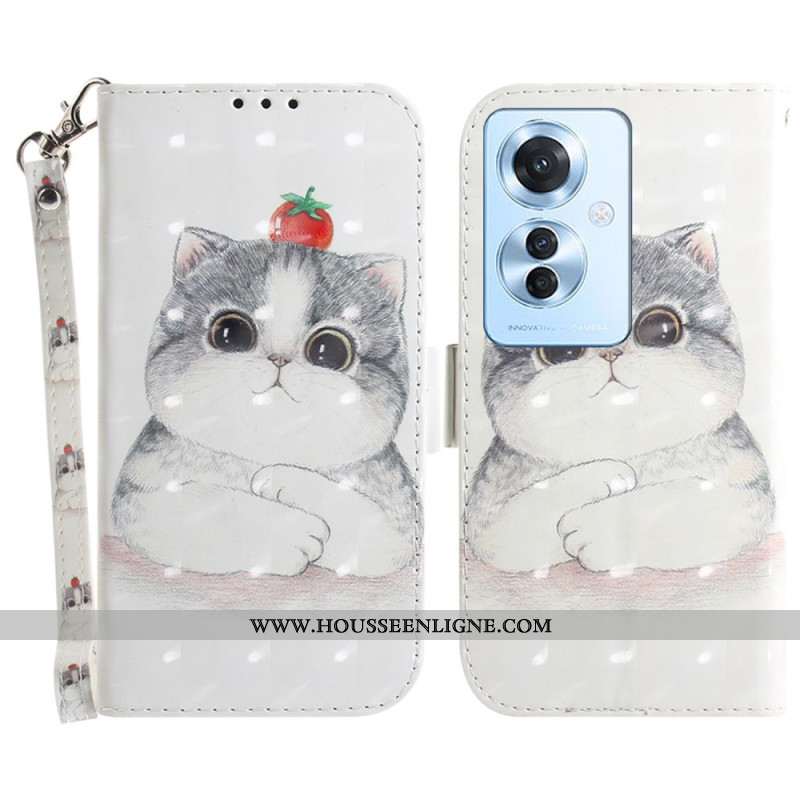 Housse Oppo Reno 11F 5G Chat Mignon à Lanière