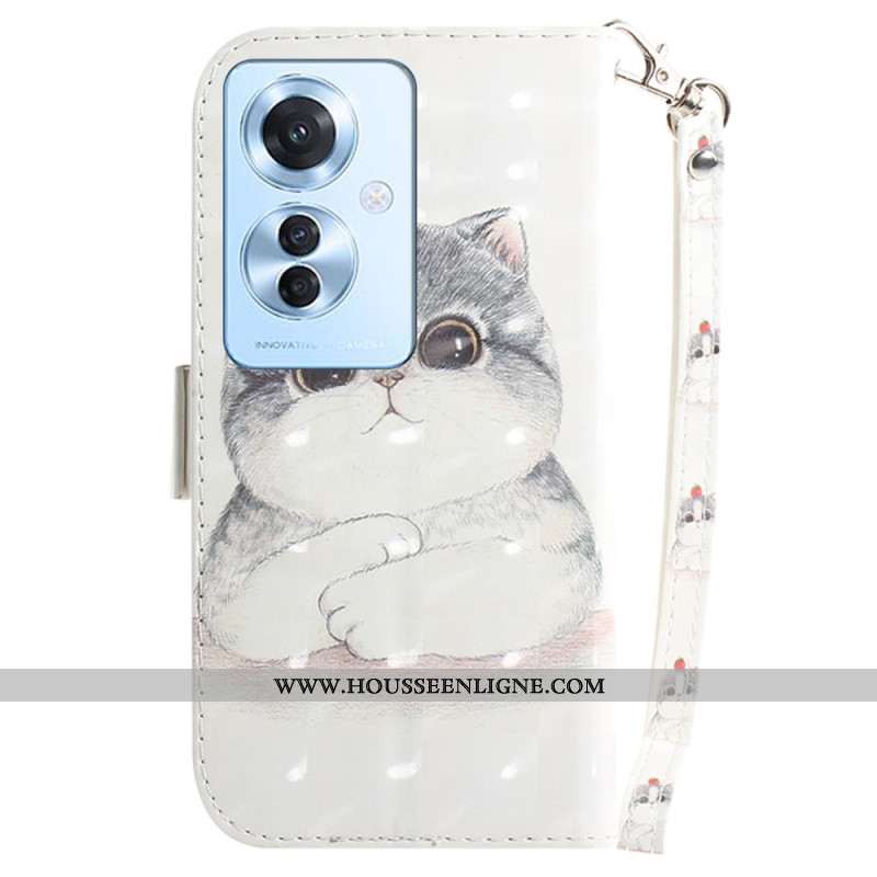 Housse Oppo Reno 11F 5G Chat Mignon à Lanière