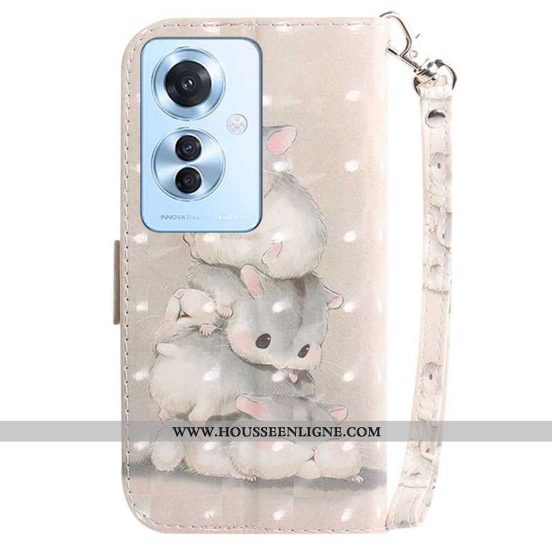 Housse Oppo Reno 11F 5G Hamsters à Lanière