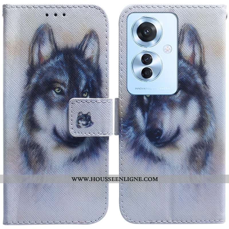 Housse Oppo Reno 11F 5G Loup Aquarelle