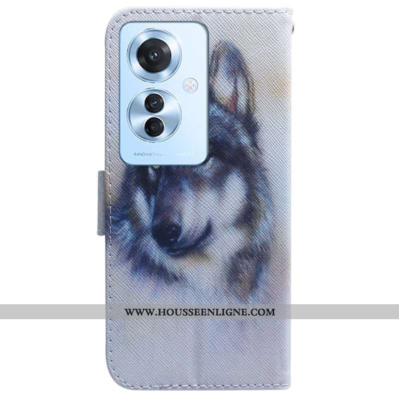 Housse Oppo Reno 11F 5G Loup Aquarelle