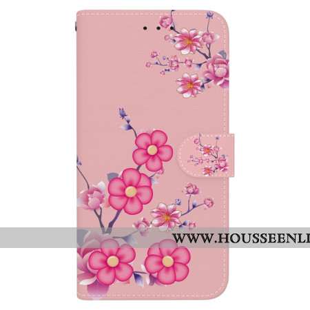 Housse Oppo Reno 11F 5G Motif Sakura à Lanière